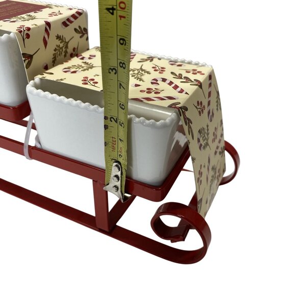 Nutcracker Holiday Sleigh Ceramic 3-Bowl Serving Set Christmas Decor - Picture 3 of 5